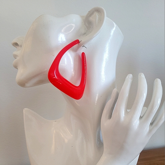 3/$30 Bold Red Geometric Earrings - Picture 1 of 4